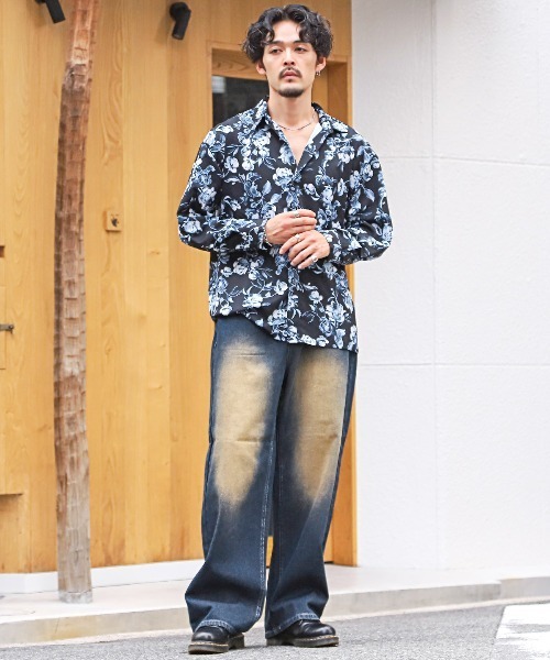 オーバーダイワイドストレートデニムパンツ（デニムパンツ