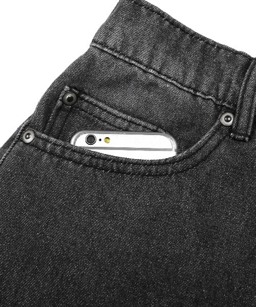 MARK & LONA 2023SS デニムパンツ 黒 デニムパンツ｜Tribal Leather Patch Baggy Denim Pants