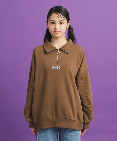 PINK-latte（ピンクラテ）の「◆シャギー衿ジッププルオーバー（Tシャツ/カットソー・キッズ・キャメル/ライトグレー/ブラック・16/15 /14/13）」の22枚目の写真