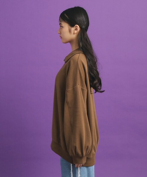 PINK-latte（ピンクラテ）の「◆シャギー衿ジッププルオーバー（Tシャツ/カットソー・キッズ・キャメル/ライトグレー/ブラック・16/15 /14/13）」の21枚目の写真