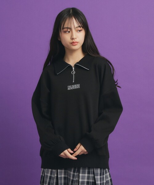 PINK-latte（ピンクラテ）の「◆シャギー衿ジッププルオーバー（Tシャツ/カットソー・キッズ・キャメル/ライトグレー/ブラック・16/15 /14/13）」の11枚目の写真