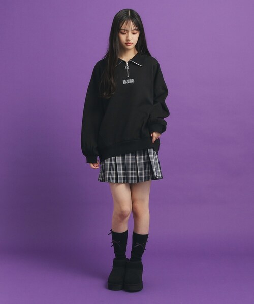 PINK-latte（ピンクラテ）の「◆シャギー衿ジッププルオーバー（Tシャツ/カットソー・キッズ・キャメル/ライトグレー/ブラック・16/15 /14/13）」の10枚目の写真