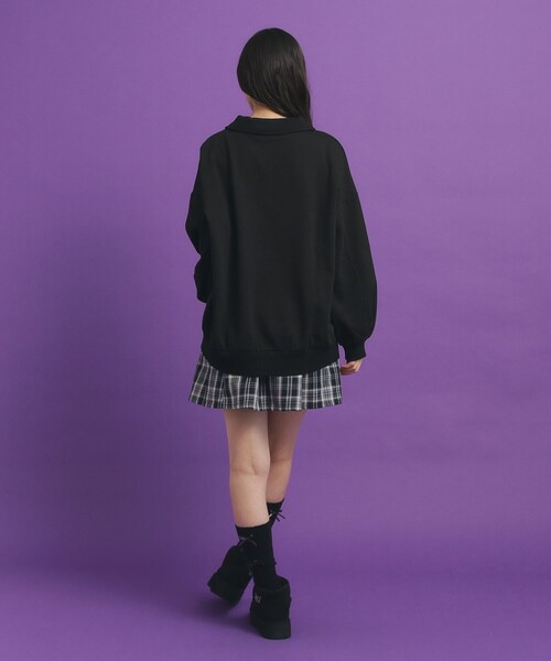 PINK-latte（ピンクラテ）の「◆シャギー衿ジッププルオーバー（Tシャツ/カットソー・キッズ・キャメル/ライトグレー/ブラック・16/15 /14/13）」の9枚目の写真