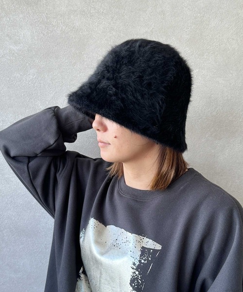 BAYBLO（ベイブロ）の「(KS)フェイクファークロシェハット（ハット・レディース・グレー/ブラック/キャメル/ベージュ・FREE）」の2枚目の写真
