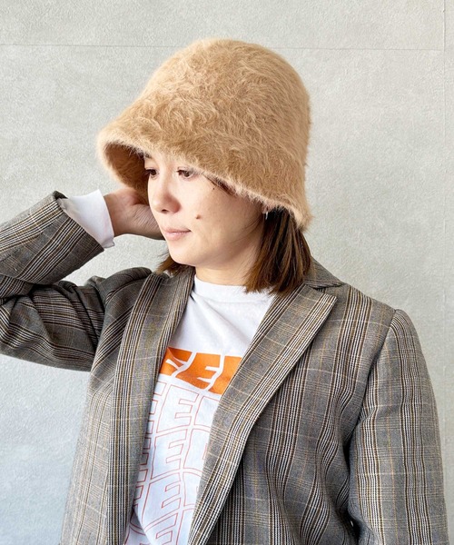 BAYBLO（ベイブロ）の「(KS)フェイクファークロシェハット（ハット・レディース・グレー/ブラック/キャメル/ベージュ・FREE）」の8枚目の写真