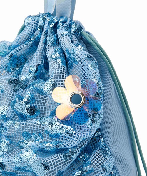 Casselini（キャセリーニ）の「Casselini(キャセリーニ)フラワーパーツナップサック（バックパック/リュック・レディース・サックスブルー/ブラック/ホワイト・FREE）」の7枚目の写真