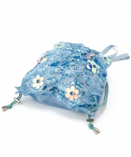 Casselini（キャセリーニ）の「Casselini(キャセリーニ)フラワーパーツナップサック（バックパック/リュック・レディース・サックスブルー/ブラック/ホワイト・FREE）」の8枚目の写真