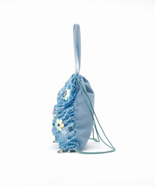 Casselini（キャセリーニ）の「Casselini(キャセリーニ)フラワーパーツナップサック（バックパック/リュック・レディース・サックスブルー/ブラック/ホワイト・FREE）」の4枚目の写真