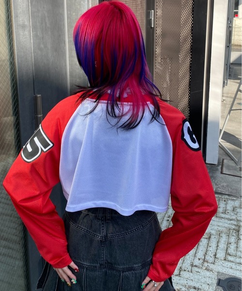 Candy Stripper（キャンディストリッパー）の「CS MESH SHORT トップス（Tシャツ/カットソー・レディース・グリーン/グレー/オフホワイト・FREE）」の17枚目の写真