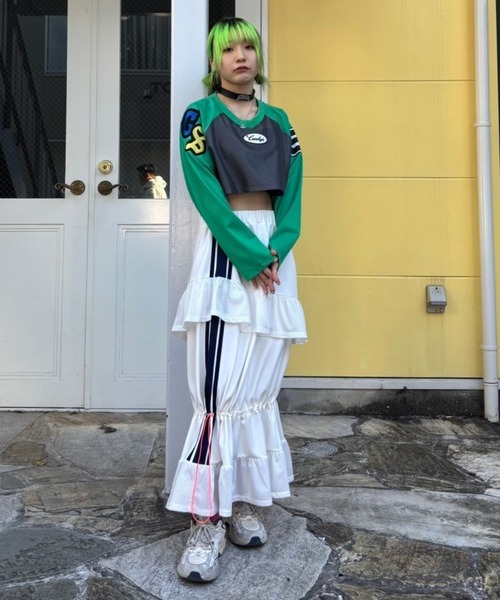 Candy Stripper（キャンディストリッパー）の「CS MESH SHORT トップス（Tシャツ/カットソー・レディース・グリーン/グレー/オフホワイト・FREE）」の12枚目の写真