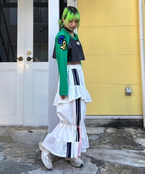 Candy Stripper（キャンディストリッパー）の「CS MESH SHORT トップス（Tシャツ/カットソー・レディース・グリーン/グレー/オフホワイト・FREE）」の13枚目の写真