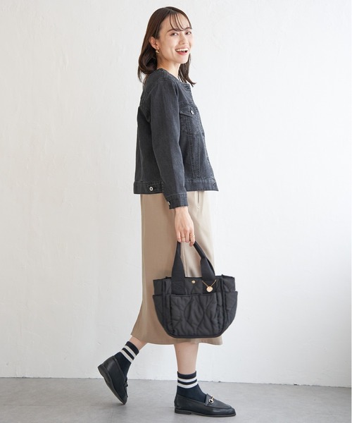 ikka（イッカ）の「【雑誌InRed4月号掲載】ストレッチノーカラーGジャン【親子コーデ】（デニムジャケット・レディース・ネイビー/ブラック/ブルー・M/L/S）」の18枚目の写真