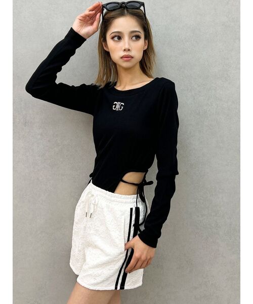 GYDA（ジェイダ）の「ラインレースショートパンツ（その他パンツ・レディース・ブラック/オフホワイト・FREE）」の3枚目の写真