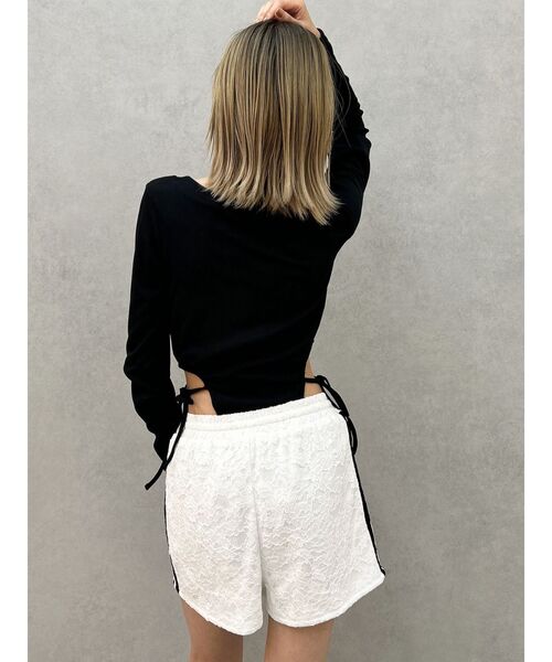 GYDA（ジェイダ）の「ラインレースショートパンツ（その他パンツ・レディース・ブラック/オフホワイト・FREE）」の4枚目の写真