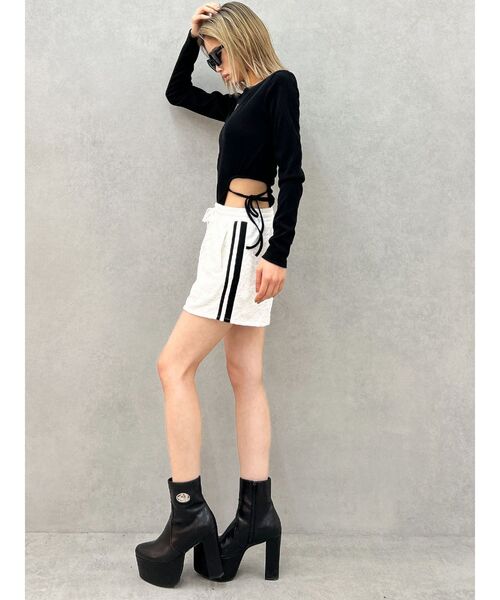 GYDA（ジェイダ）の「ラインレースショートパンツ（その他パンツ・レディース・ブラック/オフホワイト・FREE）」の7枚目の写真