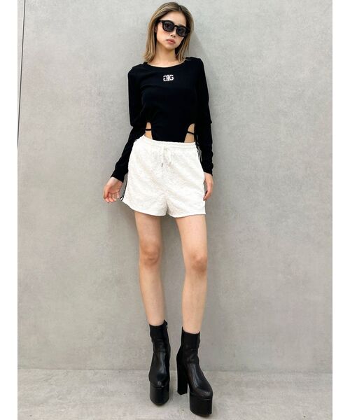 GYDA（ジェイダ）の「ラインレースショートパンツ（その他パンツ・レディース・ブラック/オフホワイト・FREE）」の8枚目の写真