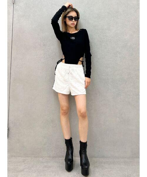 GYDA（ジェイダ）の「ラインレースショートパンツ（その他パンツ・レディース・ブラック/オフホワイト・FREE）」の10枚目の写真