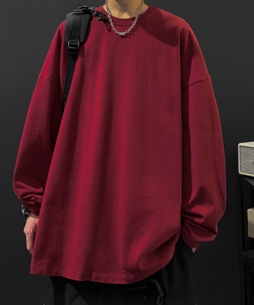 link lot(リンクロット)の「ルーズシルエットカラーロンT(Tシャツ/カットソー・メンズ・ネイビー/ブラック/レッド/ホワイト/チャコール・M/L/XL)」の11枚目の写真