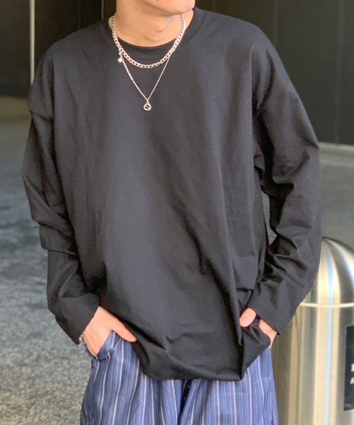 link lot(リンクロット)の「ルーズシルエットカラーロンT(Tシャツ/カットソー・メンズ・ネイビー/ブラック/レッド/ホワイト/チャコール・M/L/XL)」の19枚目の写真