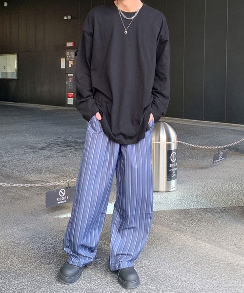 link lot(リンクロット)の「ルーズシルエットカラーロンT(Tシャツ/カットソー・メンズ・ネイビー/ブラック/レッド/ホワイト/チャコール・M/L/XL)」の22枚目の写真