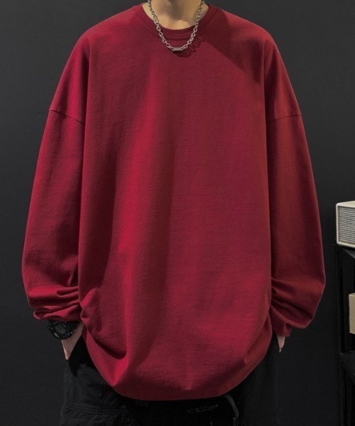 link lot(リンクロット)の「ルーズシルエットカラーロンT(Tシャツ/カットソー・メンズ・ネイビー/ブラック/レッド/ホワイト/チャコール・M/L/XL)」の17枚目の写真
