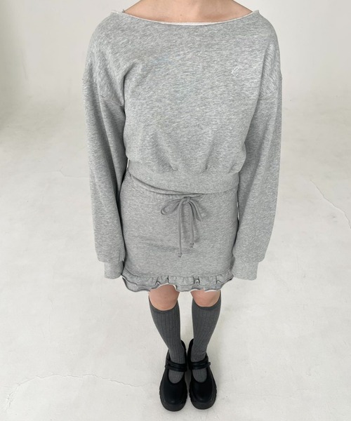 hugi(ハギ)の「FRILL SKIRT SET UP/フリルスカートセットアップ(セットアップ・レディース・ブラック/グレー・FREE)」の8枚目の写真