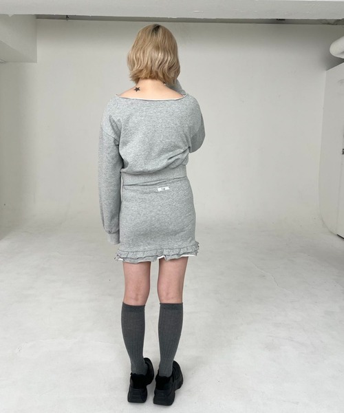 hugi(ハギ)の「FRILL SKIRT SET UP/フリルスカートセットアップ(セットアップ・レディース・ブラック/グレー・FREE)」の5枚目の写真