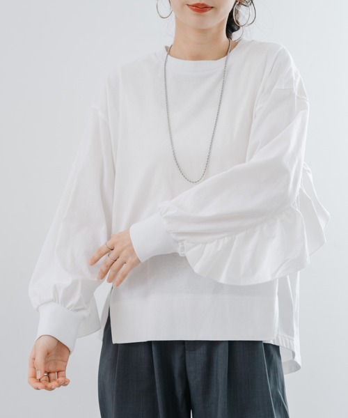 refinedworks（リファインドワークス）の「【refinedworks】甘すぎない フリル デザイン が 魅力的な カットソー ！（Tシャツ/カットソー・レディース・ブラック/オフホワイト・FREE）」の14枚目の写真