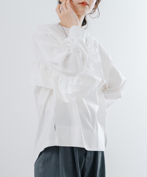 refinedworks（リファインドワークス）の「【refinedworks】甘すぎない フリル デザイン が 魅力的な カットソー ！（Tシャツ/カットソー・レディース・ブラック/オフホワイト・FREE）」の15枚目の写真