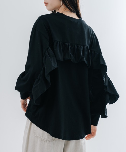 refinedworks（リファインドワークス）の「【refinedworks】甘すぎない フリル デザイン が 魅力的な カットソー ！（Tシャツ/カットソー・レディース・ブラック/オフホワイト・FREE）」の12枚目の写真