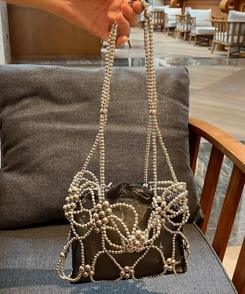 ampm（エーエムピーエム）の「※【ampm】花柄モチーフビーズ編みBAG