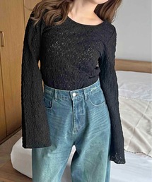 apres jour clair | 【apres jour clair】フラワーシアーポコポコトップス【ZOZOTOWN限定アイテム】(Tシャツ/カットソー)