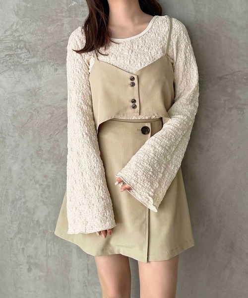 apres jour clair(アプレジュールクレア)の「【apres jour clair】フラワーシアーポコポコトップス【ZOZOTOWN限定アイテム】(Tシャツ/カットソー・レディース・ブラック/アイボリー・X-LARGE/フリー)」の9枚目の写真