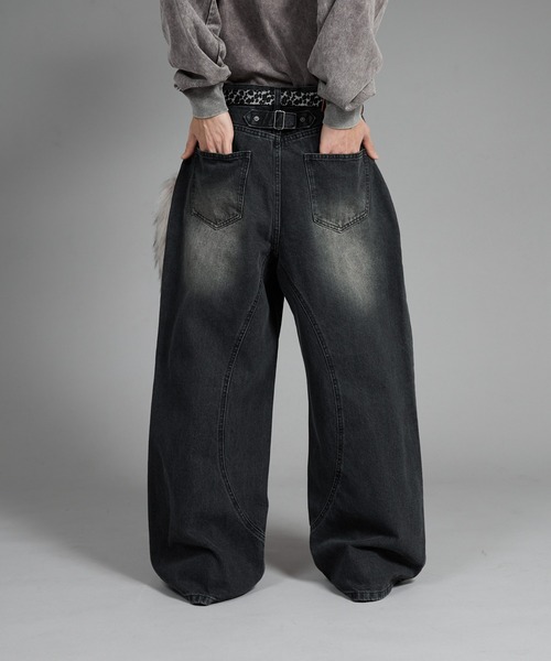 regleam カーブワイドデニム　ブラック　S カーブワイドデニム｜CURVE WIDE DENIMの通販｜regleam
