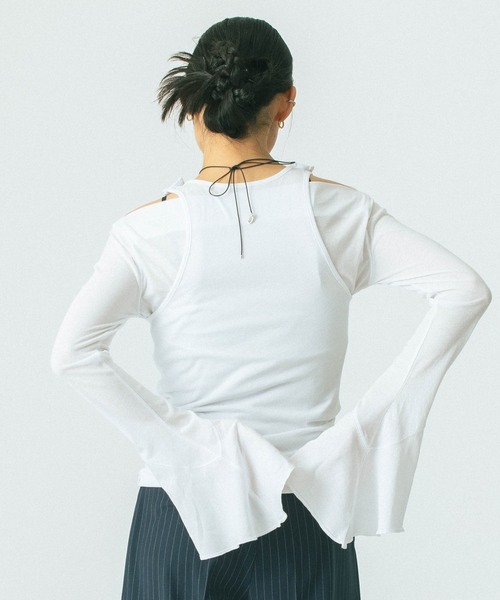 ROSE BUD（ローズバッド）の「(CREOLME)LAYERED TOPS（Tシャツ/カットソー・レディース・グレー/ホワイト・ONE SIZE）」の5枚目の写真