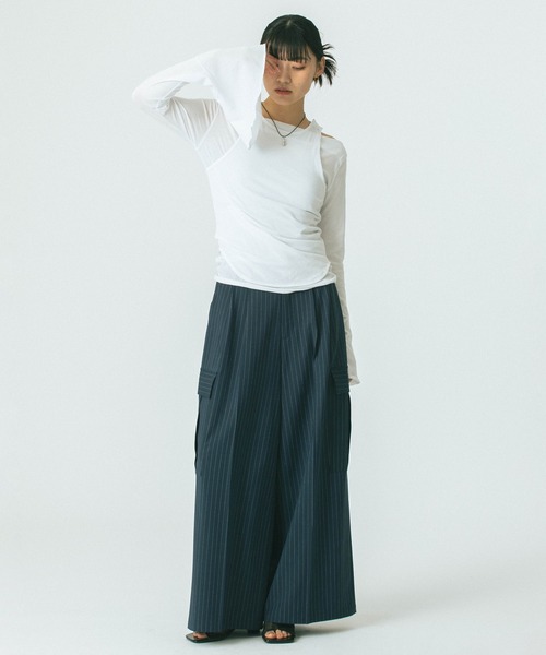 ROSE BUD（ローズバッド）の「(CREOLME)LAYERED TOPS（Tシャツ/カットソー・レディース・グレー/ホワイト・ONE SIZE）」の9枚目の写真