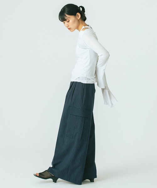 ROSE BUD（ローズバッド）の「(CREOLME)LAYERED TOPS（Tシャツ/カットソー・レディース・グレー/ホワイト・ONE SIZE）」の10枚目の写真
