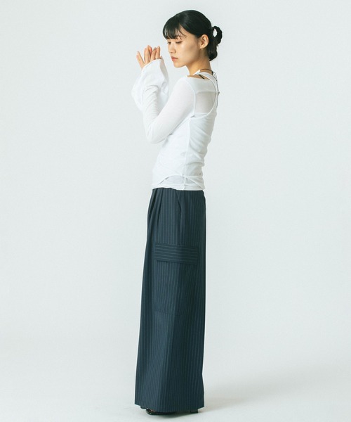ROSE BUD（ローズバッド）の「(CREOLME)LAYERED TOPS（Tシャツ/カットソー・レディース・グレー/ホワイト・ONE SIZE）」の11枚目の写真