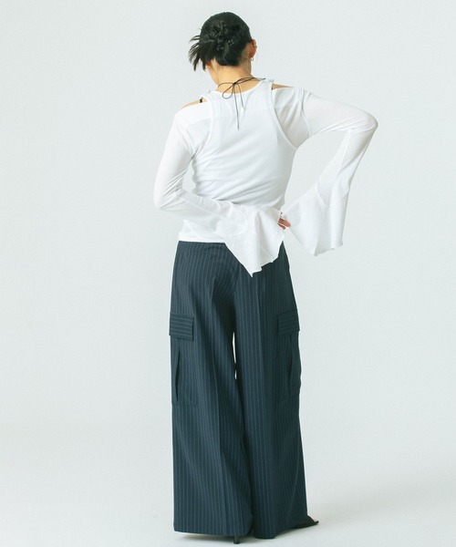 ROSE BUD（ローズバッド）の「(CREOLME)LAYERED TOPS（Tシャツ/カットソー・レディース・グレー/ホワイト・ONE SIZE）」の13枚目の写真