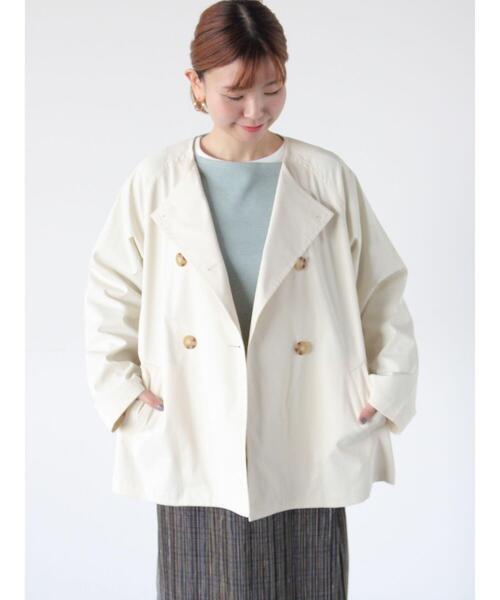 Lugnoncure(ルノンキュール)の「【撥水/防花粉】ノーカラーショートコート(その他アウター・レディース・オフホワイト/ネイビー/ベージュ・F)」の9枚目の写真