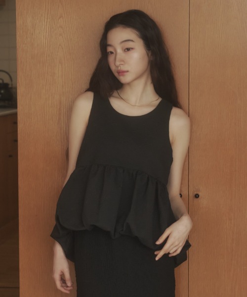 新品 bibiy IRIS RUFFLE TOP フリル タンクトップ ブラック BIBIY. MADE | IRIS RUFFLE TOP BLACK｜Bibiy.