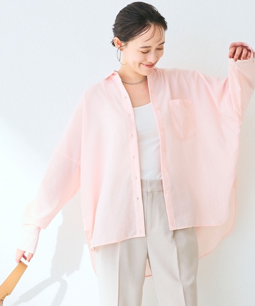 CROSS FUNCTION（クロスファンクション）の「《UVカット》サマ美え2wayカシュクールシャツ【CF/クロスファンクション】（シャツ/ブラウス・レディース・ライトピンク/ホワイト/モカ/チャコールグレー・LL/L/M）」の4枚目の写真