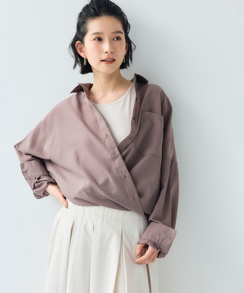 CROSS FUNCTION（クロスファンクション）の「《UVカット》サマ美え2wayカシュクールシャツ【CF/クロスファンクション】（シャツ/ブラウス・レディース・ライトピンク/ホワイト/モカ/チャコールグレー・LL/L/M）」の3枚目の写真