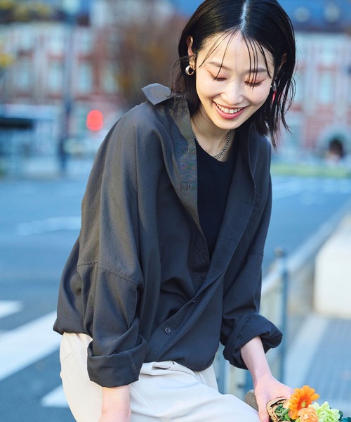 CROSS FUNCTION（クロスファンクション）の「《UVカット》サマ美え2wayカシュクールシャツ【CF/クロスファンクション】（シャツ/ブラウス・レディース・ライトピンク/ホワイト/モカ/チャコールグレー・LL/L/M）」の12枚目の写真