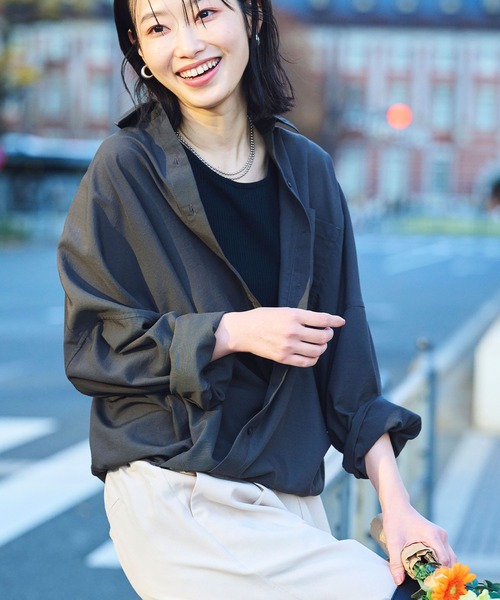 CROSS FUNCTION（クロスファンクション）の「《UVカット》サマ美え2wayカシュクールシャツ【CF/クロスファンクション】（シャツ/ブラウス・レディース・ライトピンク/ホワイト/モカ/チャコールグレー・LL/L/M）」の13枚目の写真