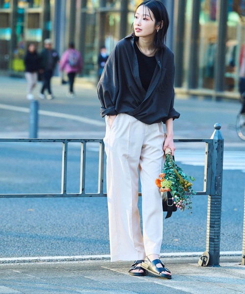 CROSS FUNCTION（クロスファンクション）の「《UVカット》サマ美え2wayカシュクールシャツ【CF/クロスファンクション】（シャツ/ブラウス・レディース・ライトピンク/ホワイト/モカ/チャコールグレー・LL/L/M）」の14枚目の写真