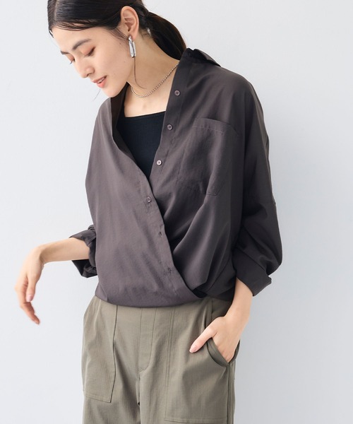 CROSS FUNCTION（クロスファンクション）の「《UVカット》サマ美え2wayカシュクールシャツ【CF/クロスファンクション】（シャツ/ブラウス・レディース・ライトピンク/ホワイト/モカ/チャコールグレー・LL/L/M）」の5枚目の写真