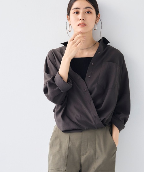 CROSS FUNCTION（クロスファンクション）の「《UVカット》サマ美え2wayカシュクールシャツ【CF/クロスファンクション】（シャツ/ブラウス・レディース・ライトピンク/ホワイト/モカ/チャコールグレー・LL/L/M）」の7枚目の写真