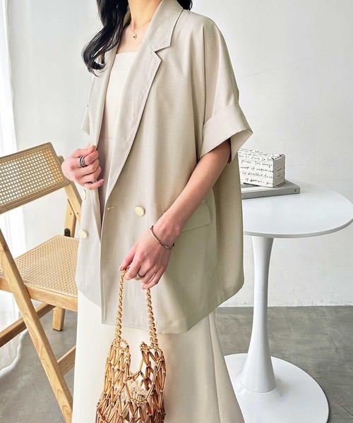 美品　24/SS ストラ　シアーリネンダブルジャケット　麻 ゆったり　軽い 美品 24/SS ストラ シアーリネンダブルジャケット 麻 ゆったり