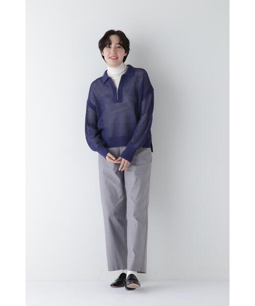 human woman（ヒューマンウーマン）の「◆【ウォッシャブル】テープヤーンメッシュスキッパープルオーバー（ニット/セーター・レディース・ライトグリーン/ネイビー/グレー・MEDIUM）」の7枚目の写真